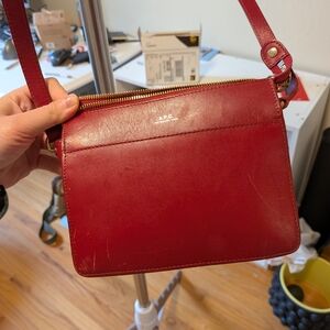A.P.C. Red Leather Crossbody Bag